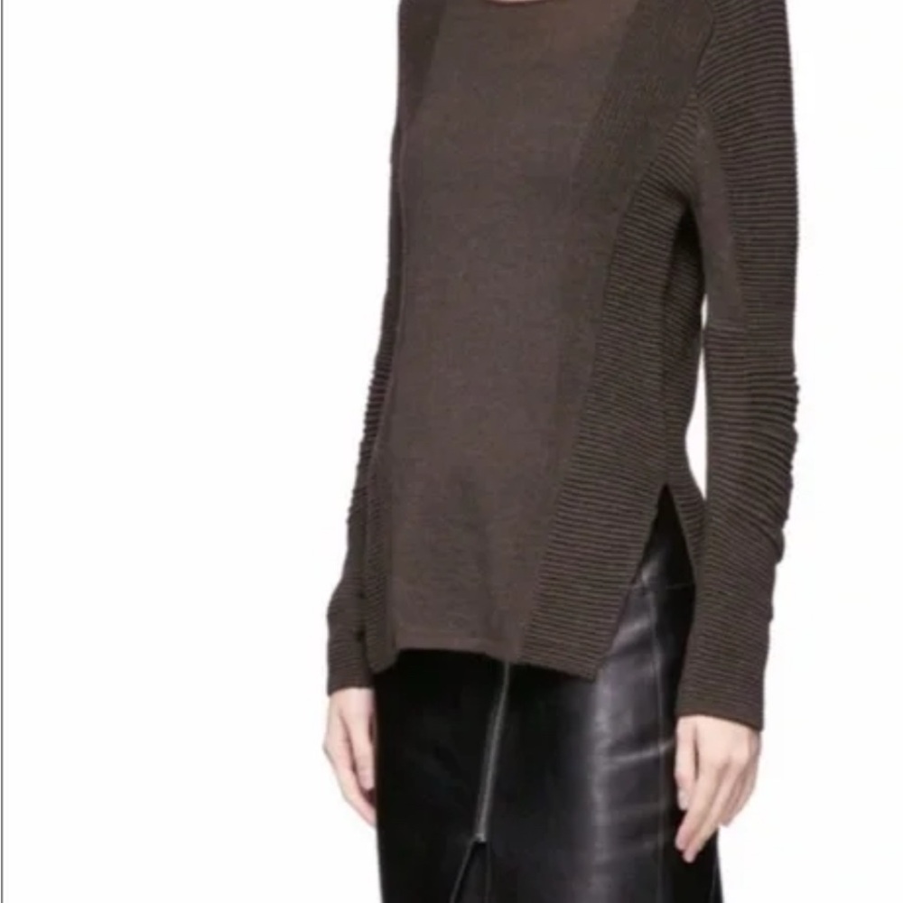 Helmut Lang Alpaca/silk textured olive sweater